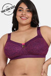Zivame True Curv Primrose Double Layered Non Wired 3/4Th Coverage Super Support Bra - Dark Purple — thumbnail 1